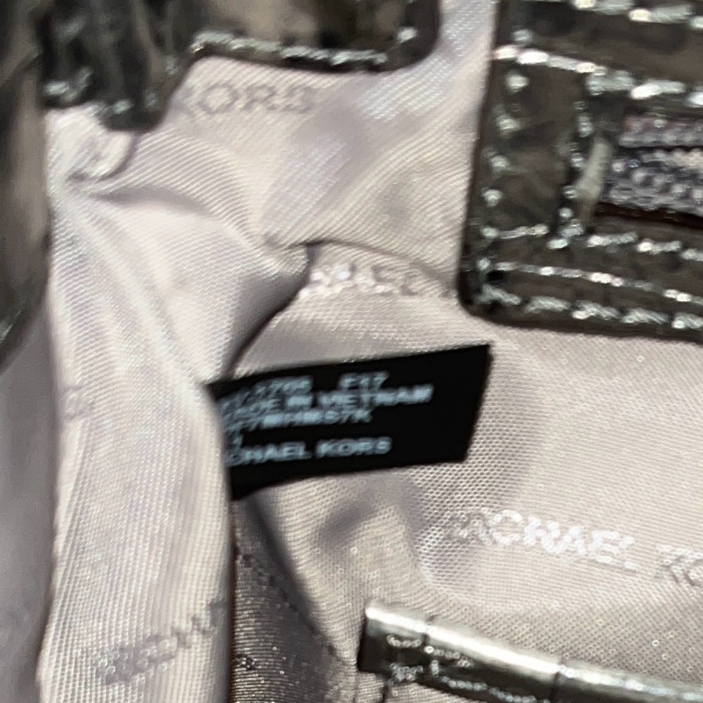 Michael Kors Hamilton  Silver Croc Leather Satchel  Handbag/Crossbody Lock & Key - Picture 7 of 8